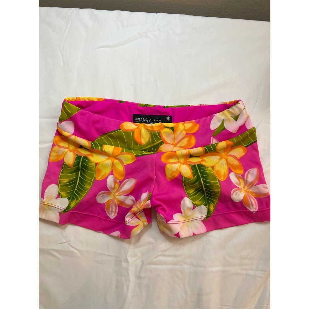 Tropical print booty shorts